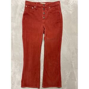 Madewell Women’s Cali Demi-Boot Pants Size 28 Rust Corduroy High Rise Button Fly